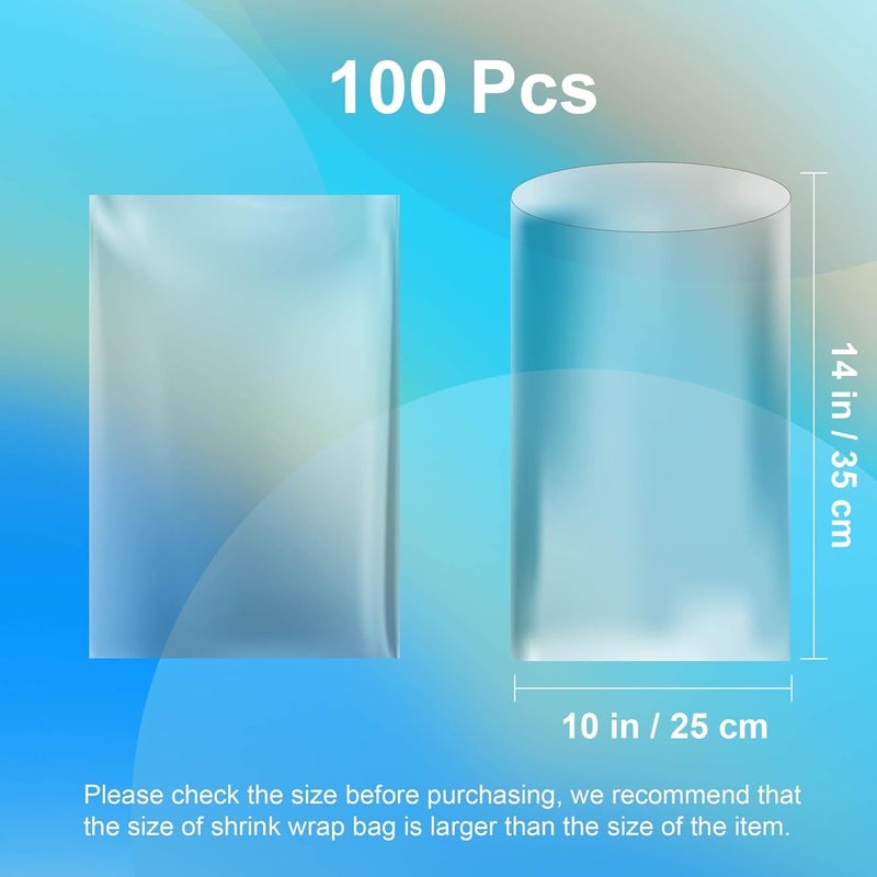AOUKAR Shrink Wrap Bags, 100Pcs 10x14 Inch Clear PVC Heat Shrink Wrap for Shoes, Soap, Book, Bath Bombs, Film DVD/CD, Candles, Jars and Homemade DIY Projects - Image 2